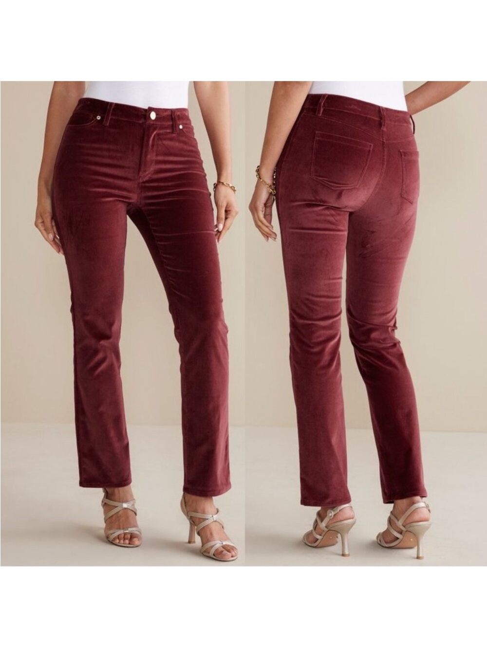 Soft Surroundings Blakely Pants‎ Velveteen Stretch Jeans SZ 14 in Cabernet